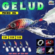 Micro JIG RIPTIDE GELUD JIG KILLER FISHING BAIT + TREBLE HOOK FEATHER 5 10 15 GRAM