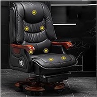 HDZWW Boss Chair Sedentary Comfort Managerial Seat, Reclining Ergonomic Office Chair,High Back Cowhide Swivel Executive,Adjustable Height Tilt Computer Chair (Color : Black)