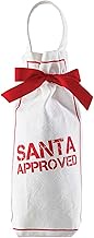 Santa Barbara Design Studio Christmas Canvas Wine Bag With Handle Face-to-Face Designs Designs Reusable Gift Tote, 6" W x 12.5" W x 2.5" D, Santa Approved