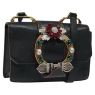 Miu Miu 黑色金色皮革肩背包 正品 MX101V