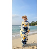 Dress viral Aloha Hawaii fashion Spring Summer longsleeve Floral Dress Long Dress Beach Baju Pantai🦋