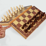 Wooden Chess Set Folding Magnetic Large Board With 34 Chess Pieces Interior For Storage Portable Travel Board Game Set For Kid ชุดหมากรุกไม้พับแม่เหล็กกระดานขนาดใหญ่ที่มี34ชิ้นหมากรุกภายในสำหรับการจัดเก็บแบบพกพาเดินทางคณะกรรมการเกมชุดสำหรับเด็ก