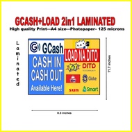 ♞,♘2in1 GCASH CASH IN+LOAD SIGNAGE (LAMINATED-PVC/PET