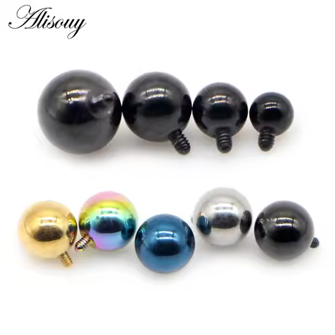 Alisouy 2PCS 3/4/5/6mm 16G Stainless Steel Ball Skin Diver Dermal Anchor Top Micro Dermal Jewelry Su