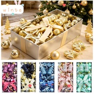 WINTE Christmas Tree Bauble Ornaments, 45PCS Assorted Shapes Holiday Hanging Ornaments, Hanging Loop