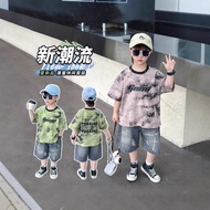 Boy Suit Summer 2025 New Style Children Summer Clothes Handsome Fashionable Baby Summer Short-Sleeve