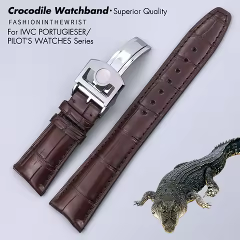 20mm 21mm 22mm High Quality Crocodile Skin Watch Band Fit for IWC Porotfino Portugieser PILOT'S Watc