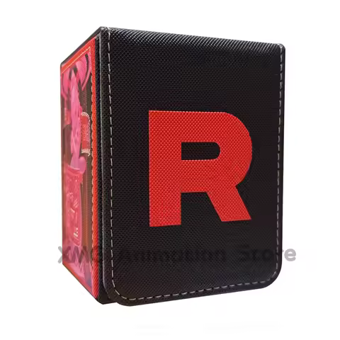 PTCG Card Storage Box Anime R Group Rocket Team Glory DIY Giovanni Mewtwo PU Card Case 10×8×8cm