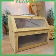[Flameer] Bamboo Bread Box Bread Bin Cans Bread Holder Kitchen Canisters Bread Storage Container for Shop Flour Food Tea