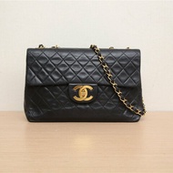 CHANEL 中古黑金羊貝嫂34羊皮2開肩背包