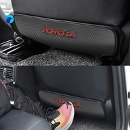 flightcar  2pcs Universal Anti Kick Mats Seat Anti-dirty Pads Car Seat Protector Carbon Fiber For Toyota wish sienta CHR noah estima RAV4 Corolla Camry Prado Car Accessories