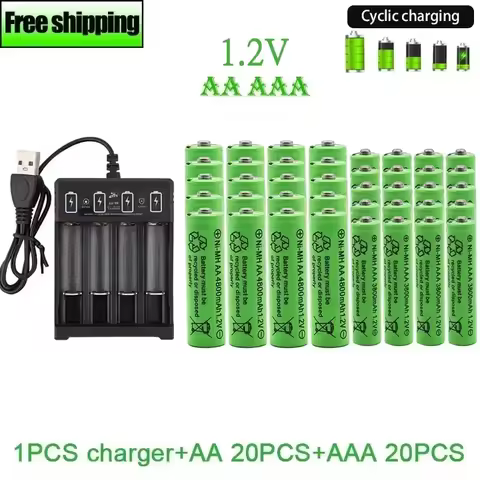 Original Rechargeable Battery1.2V AA4800mAh+AAA3800mAh+Charger for Computer Clock Radio Video Game D