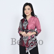 Baju Atasan Blouse Batik Tenun Etnik Wanita Modern Warna Pink - Baju Tenun Wanita Jepara - Blouse Te