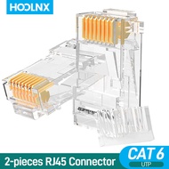 หัวต่อปลั๊กแบบโมดูลาร์ CAT6 RJ45 Hoolnx: UTP 50μ ชุบทองแบบแยกส่วน8P ลอนปลาย8C สำหรับสายเคเบิลอีเทอร์