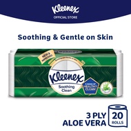 *Kleenex Ultra Soft Toilet Tissue 3ply (20 Rolls) Soothing Clean - Strong & Absorbent Bath Tissue Pa