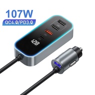 Cenzimo อะแดปเตอร์ที่จุดบุหรี่ในรถยนต์ 3.0 และที่ชาร์จ USB C 20W 128W พลังงานสูง 12V 24V พร้อมซ็อกเก