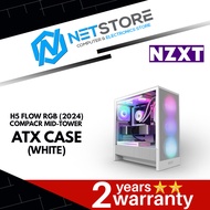 NZXT H5 Flow RGB (2024) Compact Mid-Tower ATX Case with RGB Fans (BLACK/WHITE)