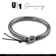 U1 January Studio Men's Bracelet – Hematite Chevron Adjustable BraceletKK 91C