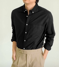 era-won เสื้อเชิ้ต คอปก แขนยาว Oxford Shirt Signature  สี Black