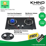 KHIND HB802G2 Glass Hob Gas Cooker HB802G