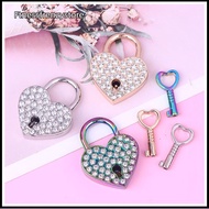 [FF] Metal Love Wish Lo Keyed Padlos Diamonds Heart Shaped Lo For Jewelry Box Small Wooden Box [TH]