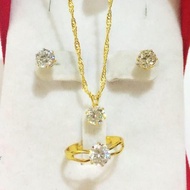 18k Bangkok gold 3in1 earrings necklace ring size ar