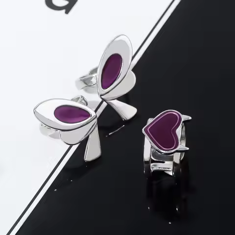 Game VALORANT Clove Cosplay Ring Alloy Opening Adjustable Butterfly Heart Rings Jewelry Accessories 