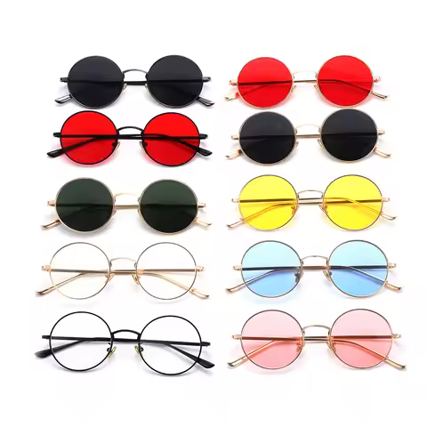 Metal Frame Round Sunglasses for Men Women Steampunk Sunglasses Vintage Sunglasses Circle Glasses UV