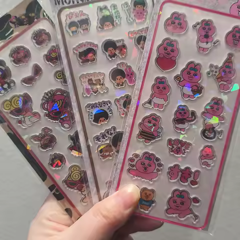 Kawaii 3d Holographic Opanchu Usagi Acrylic Stickers Diy Scrapbook Decor Kids Gift Baby Image Sticke