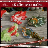 Wall-mounted ceramic fish of all different colors, wall-mounted for growing aquatic plants and betel