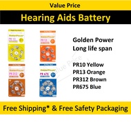 [Genuine] GOLDEN POWER PR675 PR312 PR10 PR13 Hearing Aid Battery 1.45V Bateri button Zinc Air PR44 P