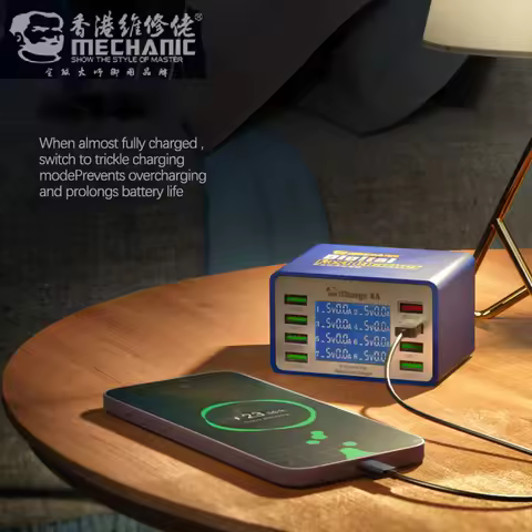 MECHANIC iCharge 8A 8C 8‑Port USB Charger Smart Digital Display Fast Charging Multi‑Port for iPhone 