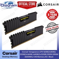 Corsair Vengeance LPX 16GB(2x8GB)/ 32GB(2x16GB/ 64GB(2x32GB) DDR4 DRAM 3600Mhz C18 Memory Kit- Black