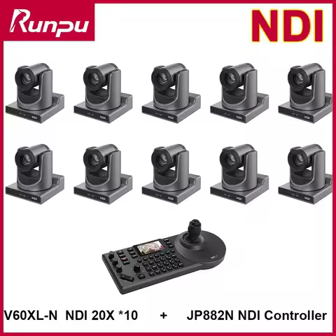 Video Conference Camera Kit 1- 10pcs 1080P NDI PTZ CAMERA 20X Zoom With Ai Auto tracking & 1pc IP PO