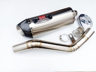 ท่อไอเสียมอไซ ท่อนินจา ชุดท่อสลิปออน Kawasaki Ninja(คาวาซากิ นินจา) ZX25R+โยชิ R77เงินปากเคฟล่า17นิ้