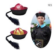 NEX Chinese Court Eunuch Hat with Braids for Chinese Themed Parties and Festivals