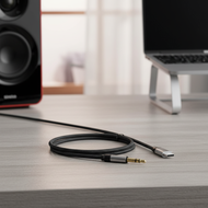 L3.5mm,、iPhone、iPod。  Kabel Penyesuai L Bentuk ke 3.5mm Aux Audio untuk Speaker Kereta iPhone iPod F