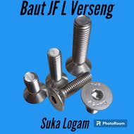 Baut L VERSENG M4 X 20 ( Panjang 2cm ) Stainlees Steel 304 Baut JFL COUNTERSINK Drat 6 / Kunci L 3