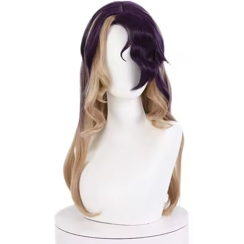 LoL Coven Ahri Cosplay Wig LoL Cosplay Ahri Wig Long Wavy Purple Mixed Brown Heat Resistant Syntheti
