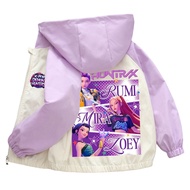 K-Pop Demon Hunters New Spring Children Hooded Jacket Clothes Teen Girl Print Color Blocking Coat Ki