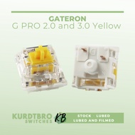 Gateron G Pro 2.0 and 3.0 Yellow 50g per 10 PCS Kurdtbro Switches