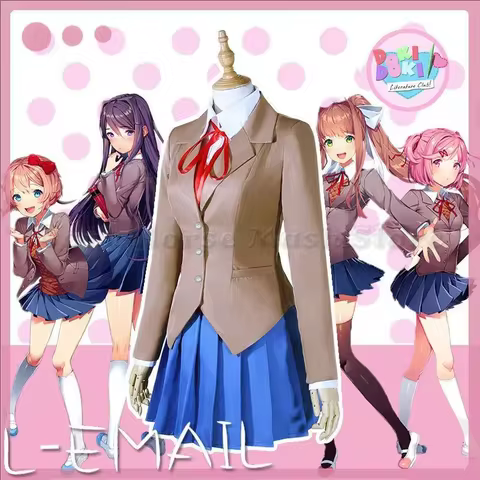 Game Doki Doki Literature Club Natsuki Cosplay Sayori Yuri Monika Cosplay Costume Set School Uniform