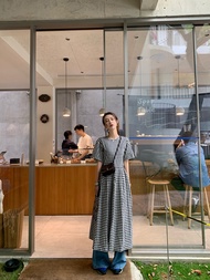 ชุดเดรสคอตตอนสั้นผู้หญิง Vever Zhang Da Yi ทรงพับผ้าฝ้ายซักได้ ทรงเข้ารูป เอวสูง แขนสั้น ความยาวปกติ