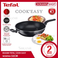 SOKANO TEFAL COOK EASY 32cm (B50389)/36cm with lid (B5039295) WOKPAN Periuk Pot Pan Wok Kuali