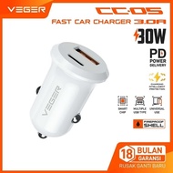 CAR CHARGER VEGER CC05 30W DUAL PORT USB-A & TYPE-C
