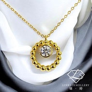 ［Real Moissanite］Can Pass Diamond Test 18K Gold Yellow Gold Beaded Circle Necklace Pendant MNG079 Mo