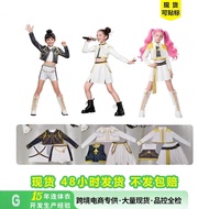 C8K-POP Witch Hunters cos Costume Children Black Gold Print High-End Stage Costume Halloween Song Co