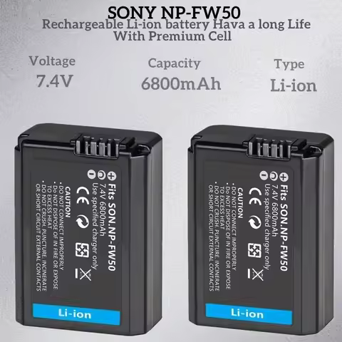 6800mAh NP-FW50 Camera Battery Set for Sony Alpha A6000 A6500 A6300 A6400 A7 A7II A7RII A7SII A7S A7