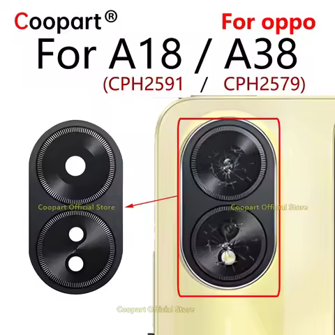 Coopart Rear Back Camera Glass Lens For OPPO A18 A38 CPH2591 CPH2579 Replacement With Adhesive Stick