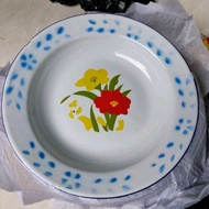 1 Lusin Piring Seng Enamel Jadul Piring Makan Diameter 20 cm dan 22 cm